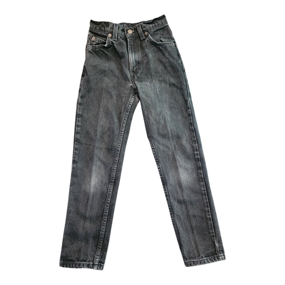 Vintage 90s Levi's Youth Boy's Black Denim Jeans Sz 8 Regular Straight Leg USA